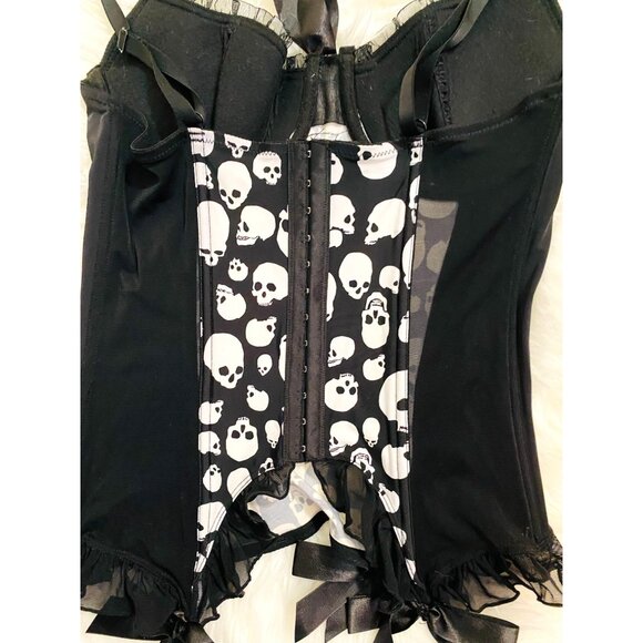 Women's Black and White Skull Corset 36 Small - Picture 8 of 10